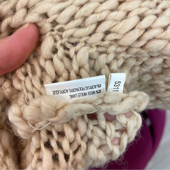 Vintage Brown Wool Chunky Knit Sweater with Rabbit Fur Patch Retro Style M/L - Picture 6 of 8